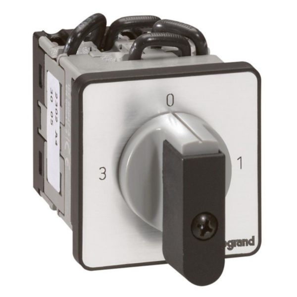 Commutateur à cames 3 directions avec position arrêt PR12 - 2P - 6 contacts - fixation par vis sur porte