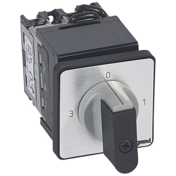 Commutateur à cames 3 directions avec position arrêt manette PR12 - 1P - fixation centrale Ø22 sur porte