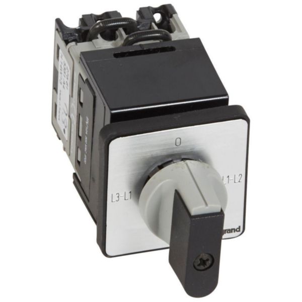 Commutateur à cames de mesure voltmètre sans neutre PR12 - 4 contacts - fixation centrale Ø22 sur porte