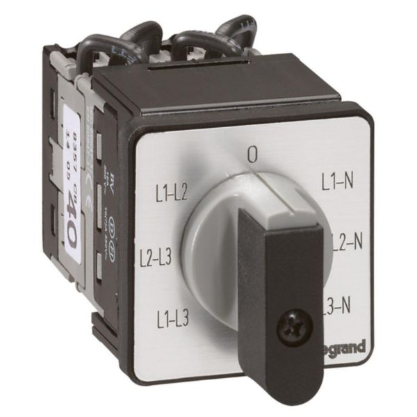 Commutateur à cames de mesure voltmètre avec neutre PR12 - 6 contacts - fixation centrale Ø22 sur porte