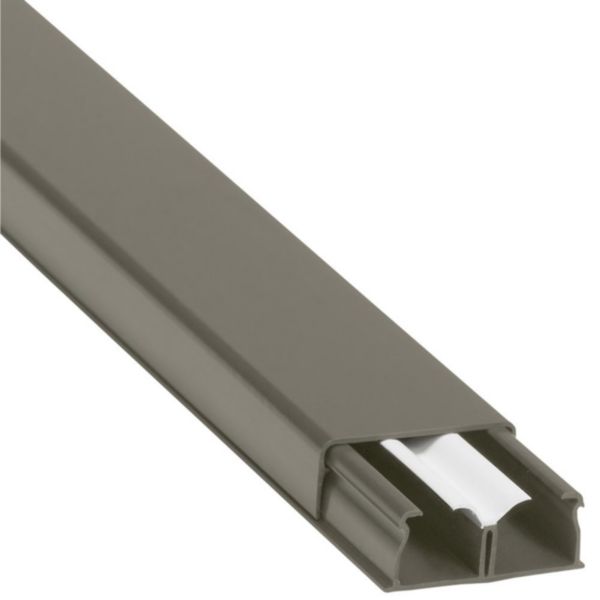 Guide-câbles marron 40x16mm grande capacité 2 compartiments - longueur 2,1m