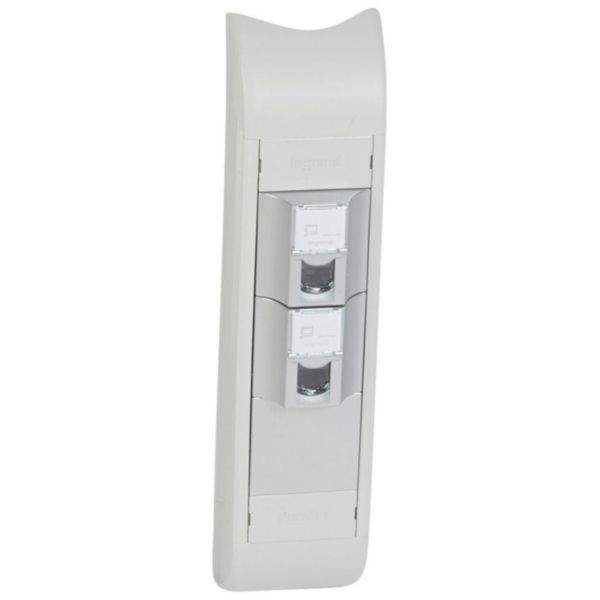 Bloc-colonne - 2xrj45 cat.6 ftp traversée cuivre 90° + 1 obtur. 2 mod.-260mm-alu