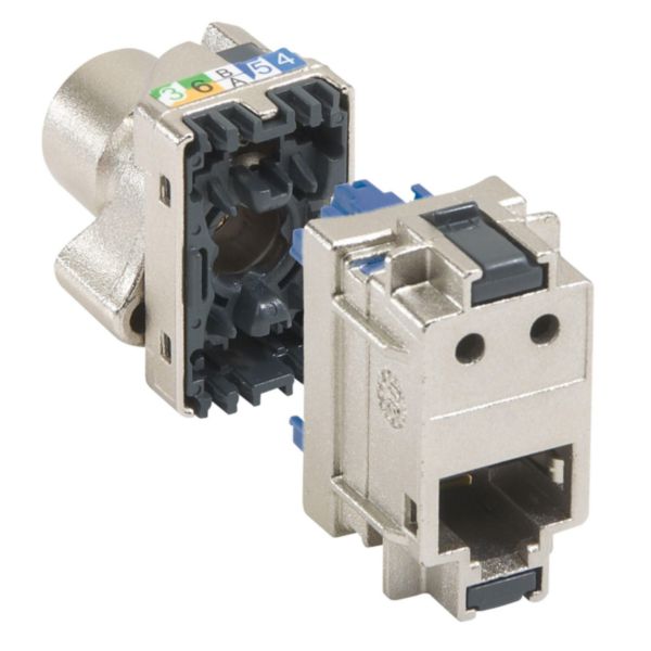 Bloc 6 connecteurs RJ45 catégorie6 STP blindage métal LCS² panneau de brassage