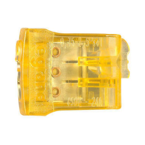 Borne connexion sans vis Nylbloc auto orange pour 3 fils avec intensité maximum 24A et tension d'isolement 450V~