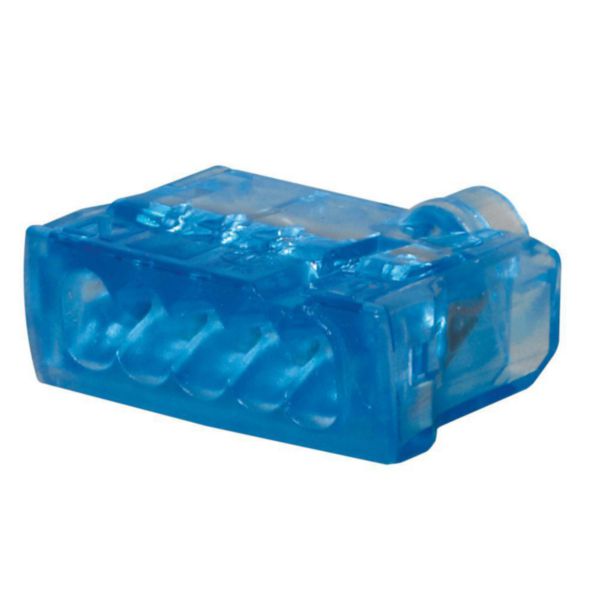 Borne connexion sans vis Nylbloc auto bleue pour 5 fils avec intensité maximum 24A et tension d'isolement 450V~