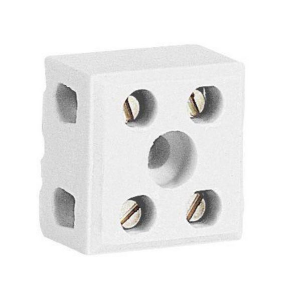 Bloc de jonction porcelaine - 2p - 1 trou de fixation
