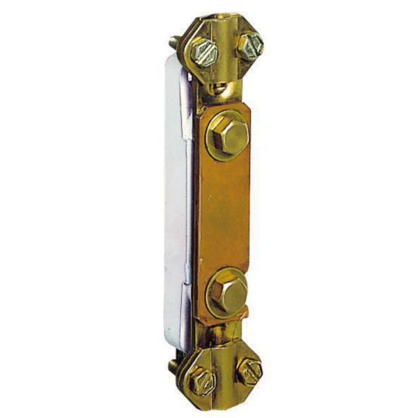 Barrette à cosses Basse avec platine plastique 95x20mm longueur 125mm et fixation par vis Ø5mm