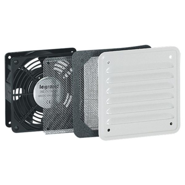 Ventilateur avec ouïe métal débit 30m³/h avec filtre et 160m³/h soufflage libre - IP32 IK10 - RAL7035