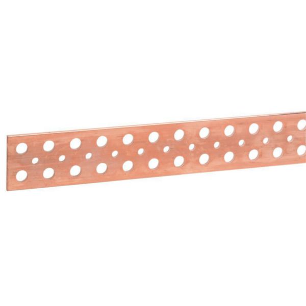 Barre cuivre plate rigide à trous lisses section 50x5mm - 700A ou 630A admissibles - longueur 1750mm