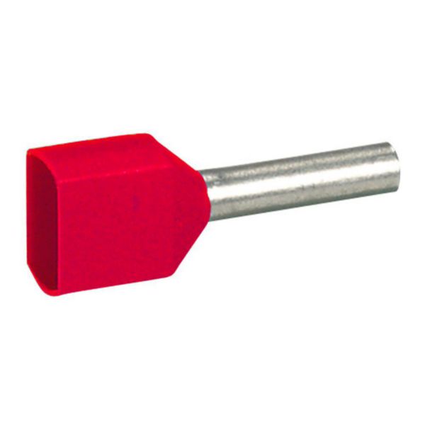 Embout de câblage à collerette isolante Starfix double unitaire pour conducteurs section 2x1mm² - rouge