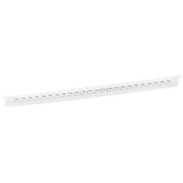 Réglette de 24 repères Mémocab largeur 2,3mm avec chiffre 2 noir sur fond blanc