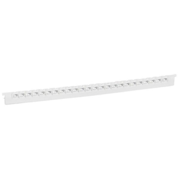 Réglette de 24 repères Mémocab largeur 2,3mm avec lettre majuscule P noir sur fond blanc