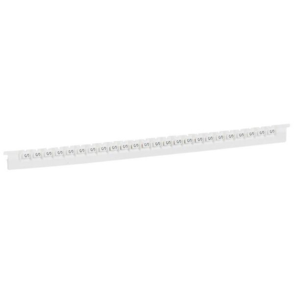Réglette de 24 repères Mémocab largeur 2,3mm avec lettre majuscule S noir sur fond blanc