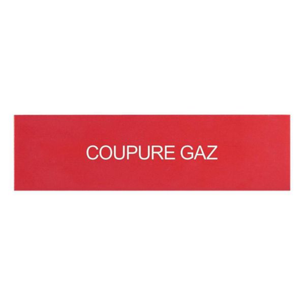 Lot de 3 étiquettes autocollantes pour coffrets bris de glace avec coupure gaz blanc sur fond rouge