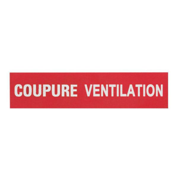 Lot de 3 étiquettes autocollantes pour coffrets bris de glace avec coupure ventilation blanc sur fond rouge