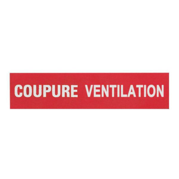 Lot de 3 étiquettes autocollantes pour coffrets bris de glace avec coupure ventilation blanc sur fond rouge