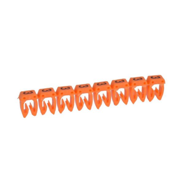 Repère CAB 3 pour filerie 0,5mm² à 1,5mm² et blocs de jonction avec chiffre 3 orange