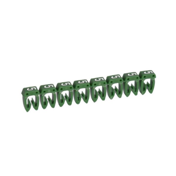 Repère CAB 3 pour filerie 1,5mm² à 2,5mm² avec chiffre 5Vert