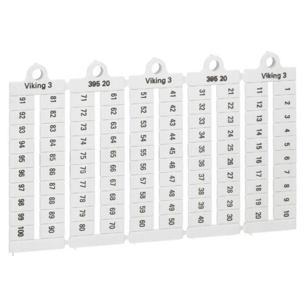 Plaque repères à lecture horizontale pour bloc de jonction viking 3 pas 6mm avec chiffres 1 à 100
