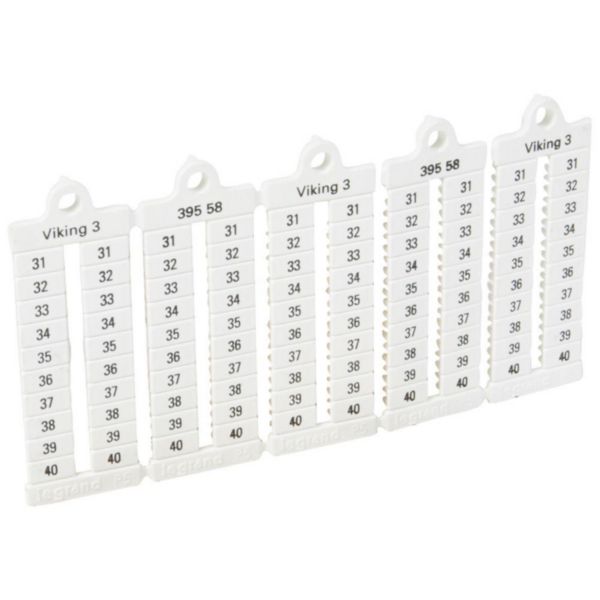 Plaque repères à lecture verticale pour bloc de jonction viking 3 pas 5mm avec chiffres 31 à 40