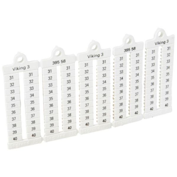 Plaque repères à lecture verticale pour bloc de jonction viking 3 pas 5mm avec chiffres 31 à 40