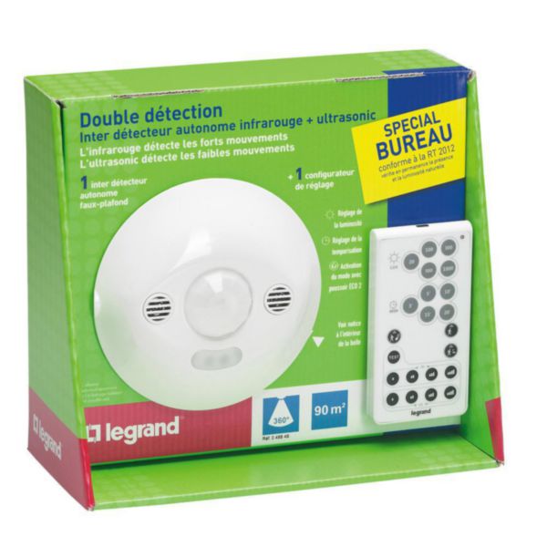 Prêt à poser détecteur eco 2 fixation plafond 048806 + télécommande 088235