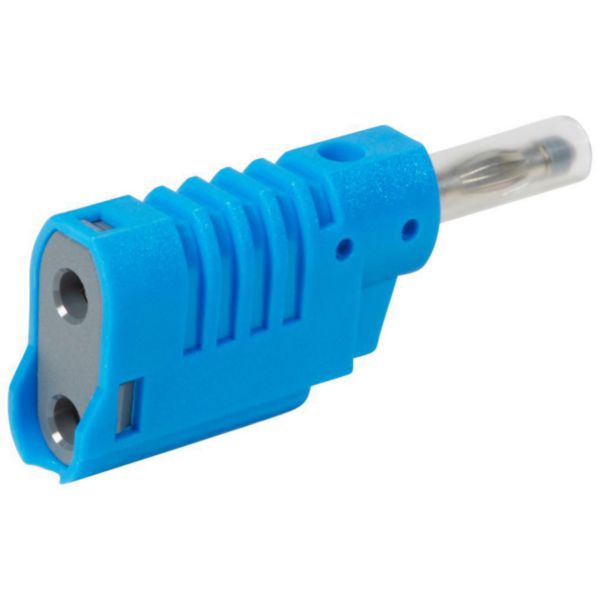 Fiche banane Ø4mm 16A 33V~ ou 70V= avec embout isolant et fourreau rétractable - bleu