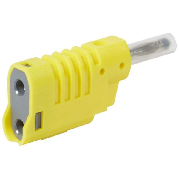 Fiche banane Ø4mm 16A 33V~ ou 70V= avec embout isolant et fourreau rétractable - jaune