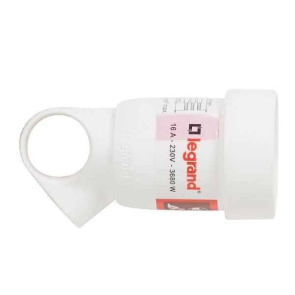 Fiche femelle avec terre plastique - avec anneau - blanc