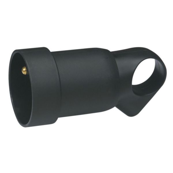 Prolongateur plastique 2P+T 16A à anneau avec étiquette avec Gencod - noir