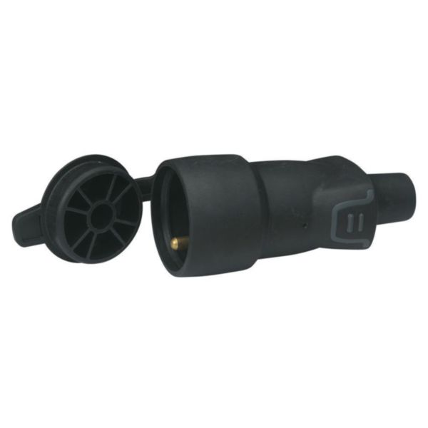 Prolongateur borne à vis 2P+T 16A IK08 IP44 avec bouchon avec étiquette avec Gencod
