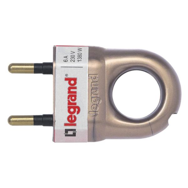 Fiche plastique 2P 6A avec anneau d'extraction finition bronze