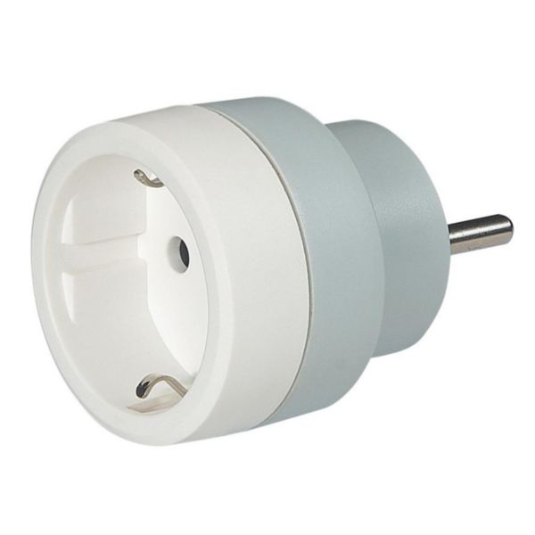 Adaptateur 2P+T 16A 230V - fiche standard germanique sur prise standard français