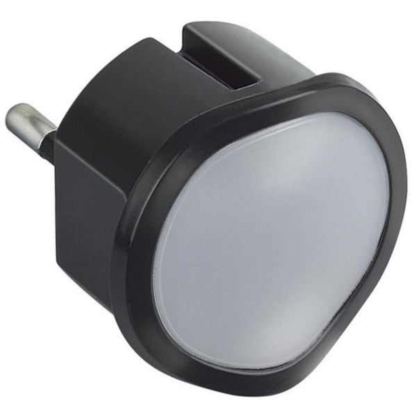 Veilleuse lampe torche avec batterie avec 2 LEDs haute luminosité et fiche 2P 10A - noir