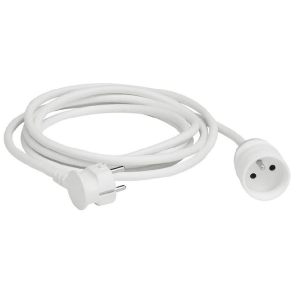 Meister - Rallonge Euro 3 Mètres - Câble Blanc 2,5 A - Pour Lampe, Radio, Petit Appareil - IP20, Fiche Type C