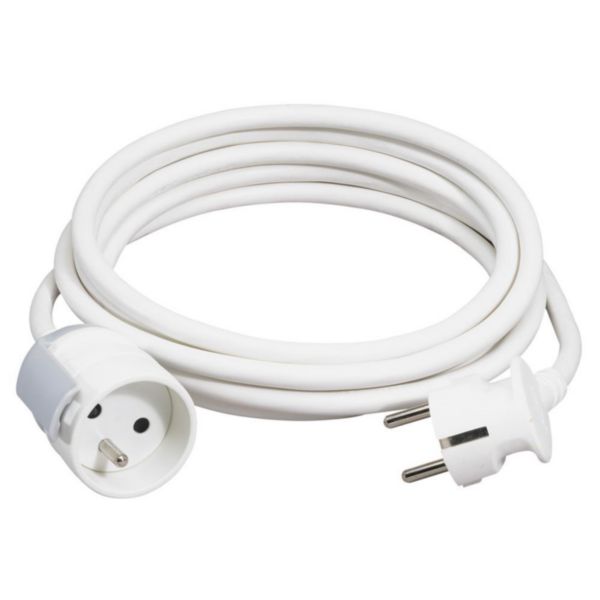 Rallonge électrique - câble 5m - 10/16A 2P+T - Blanc - EUR'OHM - 63012