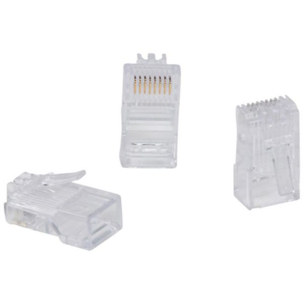 Fiche RJ45 catégorie 5e 8 contacts largeur 11,7mm pour câble rond