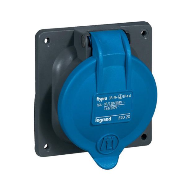 Prise à entraxes unifiés Hypra IP44 16A - 200V~ à 250V~ - 3P+N+T - plastique