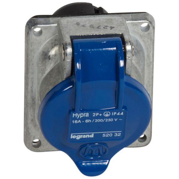 Prise fixe Hypra IP44 16A - 200V~ à 250V~ - 2P+T - métal