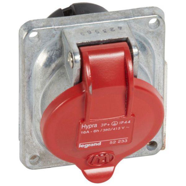 Prise fixe Hypra IP44 16A - 380V~ à 415V~ - 3P+T - métal