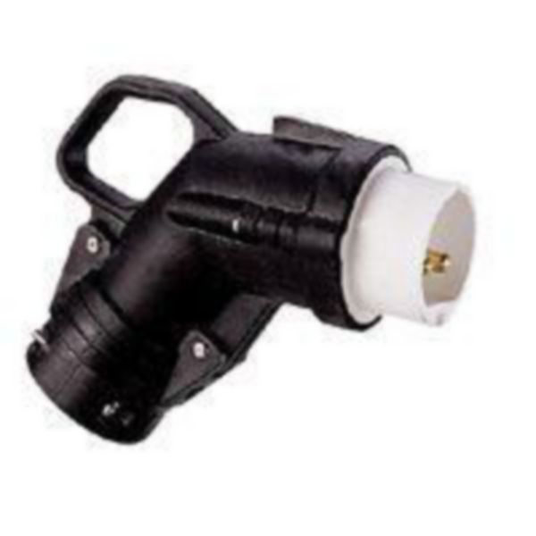 Fiche coudée Hypra IP44 TBT 16A - 20V= à 50V= - 2P - caoutchouc