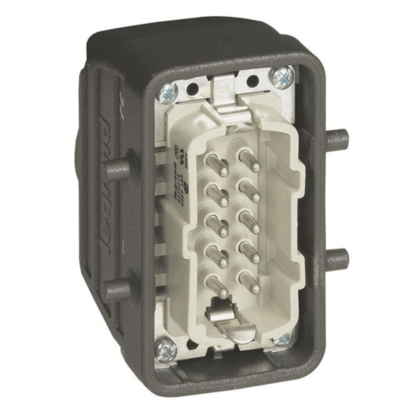 Connecteur multipôles capot mâle sortie latérale métal Hypra 16A 500V 10P+T