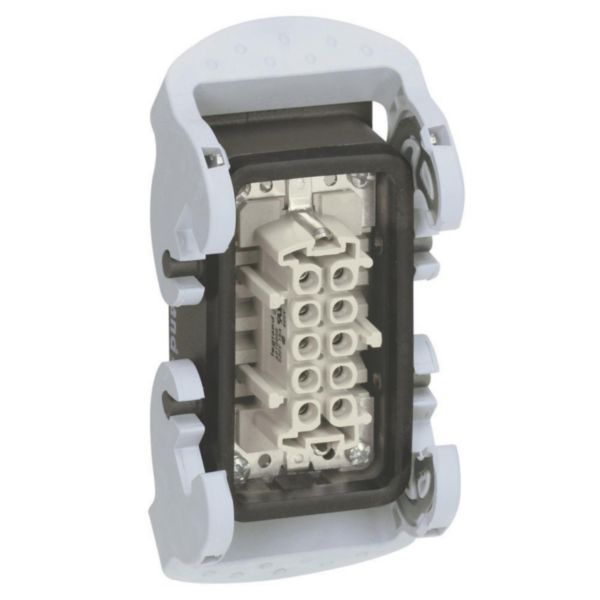 Connecteur multipôles embase femelle encastrée avec verrouillage métal Hypra 16A 500V 10P+T