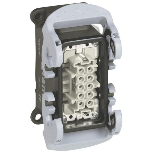 Connecteur multipôles femelle saillie verrouillage métal Hypra 16A 500V 10P+T