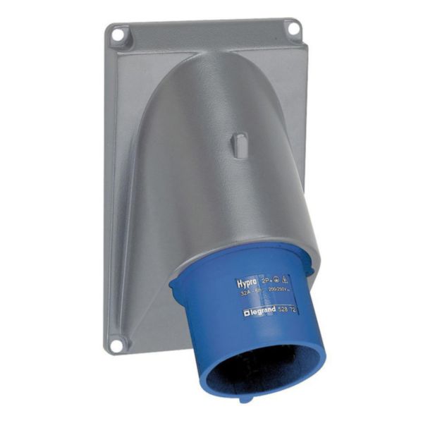 Fiche inclinée Hypra IP44 32A - 200V~ à 250V~ - 2P+T - plastique