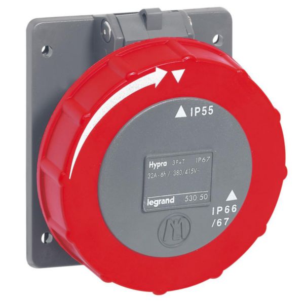 Prise à entraxes unifiés Hypra 3P+T IP66/67-55 - 380V~ à 415V~ - plastique