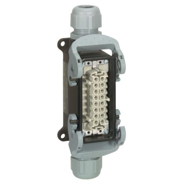 Connecteur multipôles Hypra - 16A 500V - 16P+T - embase fem saillie - 2 entrées
