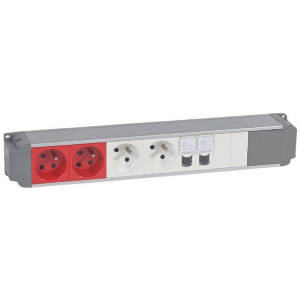 Bloc nourrice - 2x2P+T + 2x2P+T détrompage + 2 RJ45 - 1 mod - à câbler
