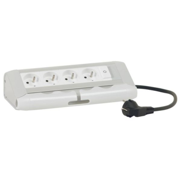 Bloc bureau - 4x2P+T F/B + 1 inter lumineux - avec cordon
