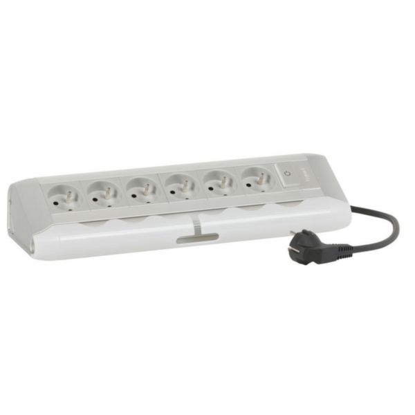 Bloc bureau - 6x2P+T F/B + 1 inter lumineux - avec cordon